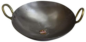 9 to 10 inch Indian Pure Iron Loha Kadhai Deep Frying Pan Kadhai For Frying, Cooking by Marshal-menswallet