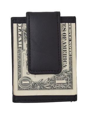 Amity Slim Magnetic Money Clip Front Pocket Genuine Leather Wallet Black-menswallet