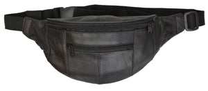 Black Leather Unisex Fanny Pack Waist Bag Hip Pouch Clip Belt cell phone holder by Marshal-menswallet