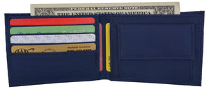 Blue Kids Nylon Card ID Holder with Coin Pocket Bifold Boys Wallet NEW-menswallet