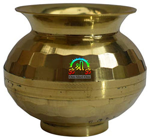 Brass Lota Indian Drinkware Prayer Temple Pooja Kalash Water Storage Pot-menswallet