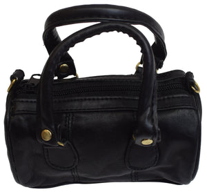 Genuine Leather Ladies Black Small Shoulder Bag Purse Girls Cute Handbag-menswallet