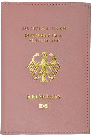 Genuine Leather Passport Wallet, Cover, Holder with German Emblem for International Travel (Pink)-menswallet