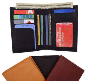Genuine Leather Tall Bifold Card ID Holder Wallet 739 CF-menswallet