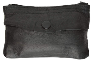 Genuine Leather Zippered Change Purse Black 92800 (C)-menswallet