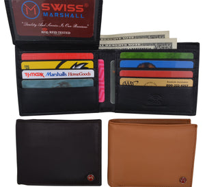 Men's Slim Bifold RFID Security Blocking Premium Leather Credit Card ID Wallet-menswallet
