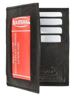 New Mens Slim Thin Bifold Leather ID Wallet Black Credit Card Window Holder Case-menswallet