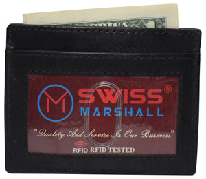 RFID Blocking Front Pocket Slim Leather Bifold Wallet Credit Card Case Holder ID Window-menswallet