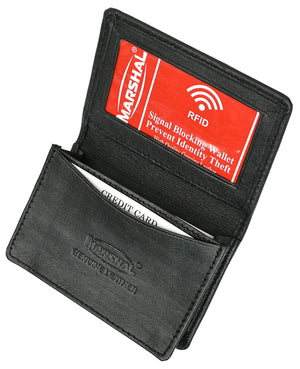 RFID Mens Slim Front Pocket Wallet Genuine Leather Bifold ID/Credit Card Holder-menswallet