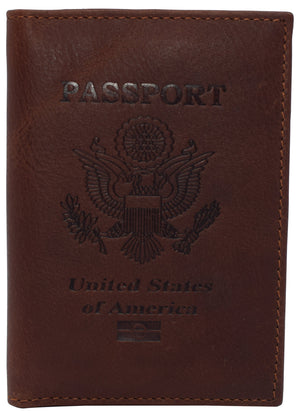 Real Leather RFID Blocking Travel Passport Holder with Vaccine Card Slot-menswallet