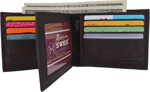 Swiss Marshall Men's 100% Genuine Leather RFID Tested Bifold ID Card Holder Wallet-menswallet