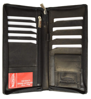 Zip Around Leather Travel Wallet with Passport and Boarding Pass Holder 663 CF (C)-menswallet