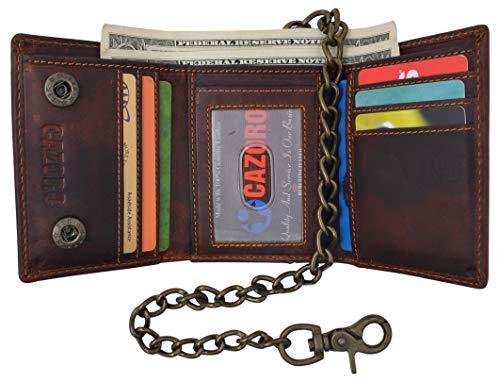 小物 Vintage wallet chain Amazon.com: Men's RFID Blocking Trifold Vintage Leather Biker