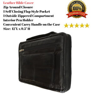 Holy Bible Book Cover Black Genuine Leather Carrying Case Tote Bag New-menswallet