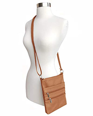 Light Brown Mini Cross Body Purse Multi Pocket Handbag Designed in the U.S.A.-menswallet