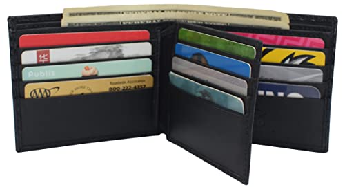 Men's Slim RFID Blocking Leather Wallet – Carbon Fiber Bifold Card Holder ID Organizer
