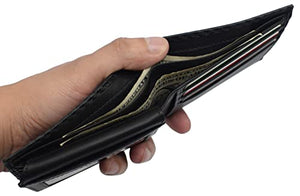 Men's Wallets RFID Blocking Carbon Fiber Leather Bifold Wallet for Men with Flap Up ID Window-menswallet
