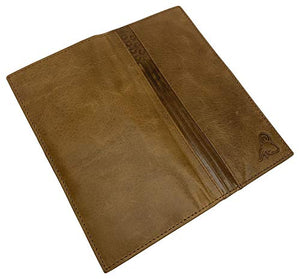 Genuine Leather Long Bifold Checkbook Cover Wallet Multi Card Pocket Holder USA Series-menswallet