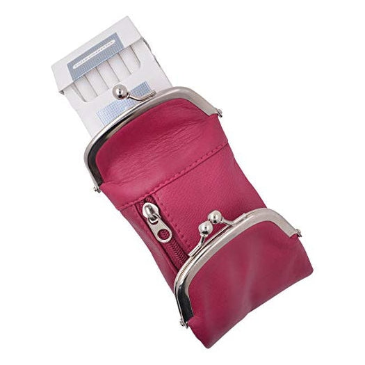 pink leather cigarette case Amazon.com: Two Piece in Two Color Set Genuine Soft Pouch w/Lighter Pocket Fit 120's Brown + HOT-Pink : Health & Household Genuine Leather Zipper Around Cigarette