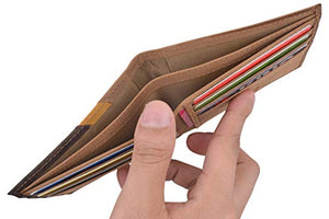 Cazoro Men's Slim Pocket Hunter Leather Bifold Travel Credit Card thin Wallet RFID Safe-menswallet