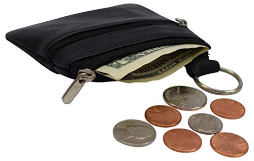 Women's Genuine Leather Coin Purse Mini Pouch Change Wallet with Keychain
