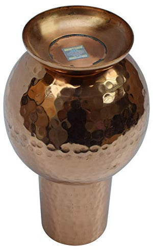 Indian Pure Copper Bedroom Bottle Drinkware with Inbuilt Glass Cup Hammered Finish-menswallet