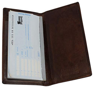 RFID Blocking Leather Checkbook Cover For Men & Women Checkbook Holder Wallet-menswallet