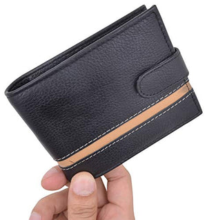 Bifold Men's Wallet Premium Leather Hipster Credit Card ID Coin Wallet With Snap Closure-menswallet