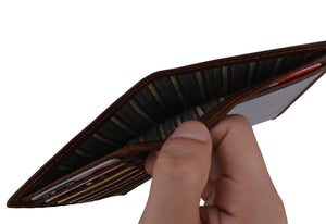 RFID Vintage Leather Slim Checkbook Credit Card ID Holder Bifold Wallet-menswallet