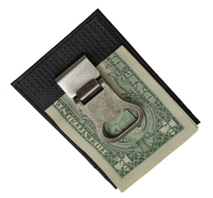 Leather Money Clip Front Pocket Wallet with Bottle Opener Black-menswallet