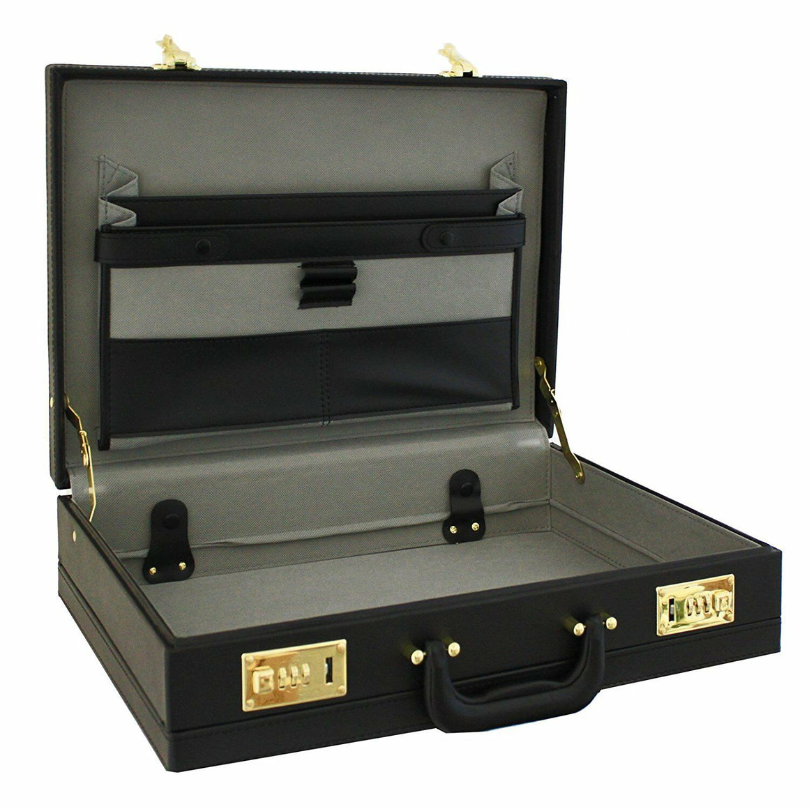 Transworld Briefcase Travel Portfolio Attache Case Lock 9102 Black-menswallet