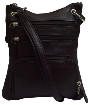Genuine Leather Multi-Pocket Crossbody Purse Handbag Black Brown-menswallet