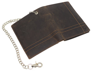 RFID Blocking Mens Hipster Multi-Card Holder Bifold Vintage Leather Chain Biker Wallet for Men-menswallet