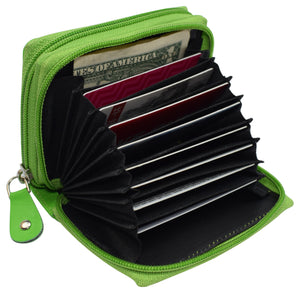 Genuine Leather RFID Identity Protected Double Zippered Accordion Wallet-menswallet