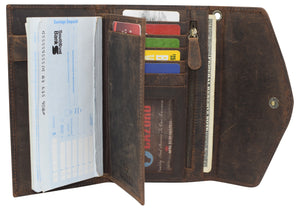 RFID Blocking Vintage Leather Women's Slim Flap Wallet Clutch Organizer-menswallet
