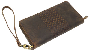 Vintage Leather Wallets for Women RFID Blocking Zip Around Credit Card Holder Phone Wristlet Clutch-menswallet