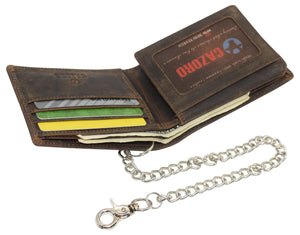 Chain Wallets for Men, RFID Blocking Vintage Leather Bifold Wallet with Sturdy Chain-menswallet