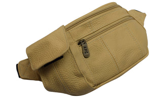 Genuine Leather Fanny Pack Cell Phone Holder Slim Waist Pouch Travel Tan-menswallet