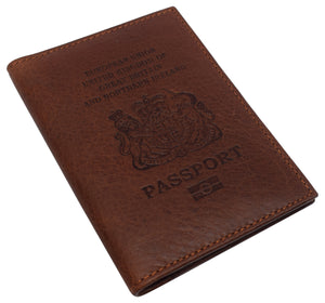 Real Leather RFID Blocking Travel Passport Holder with Vaccine Card Slot-menswallet