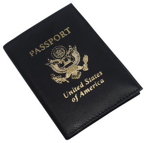 Genuine leather usa logo travel passport card holder case protector cover wallet-menswallet
