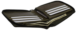 CAZORO Zipper Bifold Wallet for Men Women RFID Protected Genuine Leather-menswallet