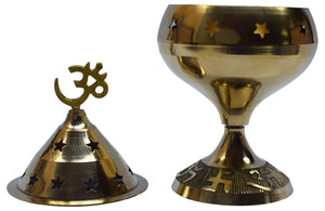 Brass Oil Lamp Akhand Jyot Diya Deepak OM Swastik Hindu Puja Religious-menswallet