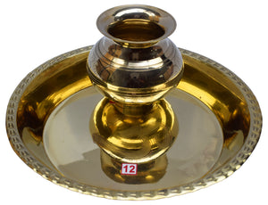 Kalsa Parai Puja Accessory Gifts Pooja Thali Om Gayatri Mantra Brass Kalash Lota Pot for Mandir Temple-menswallet