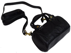 Genuine Leather Ladies Black Small Shoulder Bag Purse Girls Cute Handbag-menswallet