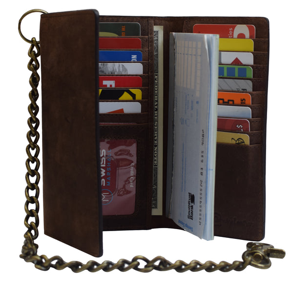 Itslife Men's RFID Blocking Brown Bifold Wallet - Vintage Handmade Leather With Metal Chain, Multiple Slots - View #6