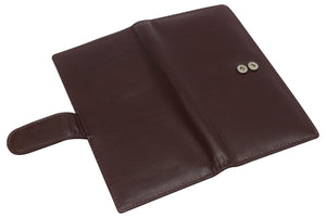 Leather Checkbook Cover RFID Wallets For Women Duplicate Check Card Pen Holder-menswallet