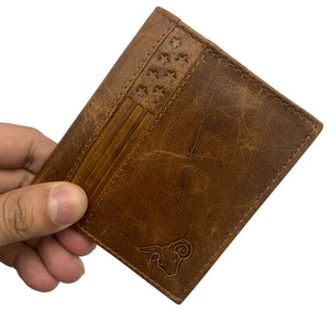 Men's RFID Blocking Genuine Leather Unique L Shape Bifold Wallet USA Series Wallets for Men-menswallet