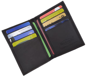 Bifold Lamb Leather Credit Card Holder Wallet with Outside ID Window & Zippered Pocket 76-menswallet