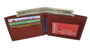 Mens Slim Bifold Cowhide Leather Wallet with ID Window 1160 CF-menswallet
