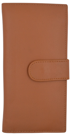 Genuine Leather Tan Basic Checkbook Holder with Snap Closure-menswallet